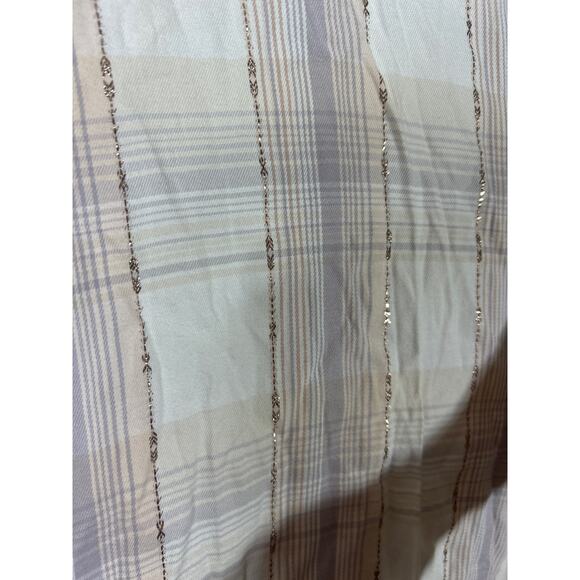 Lane Bryant Peasant Top 20 Pastel Plaid Gold Sparkle Smocked - Picture 5 of 12